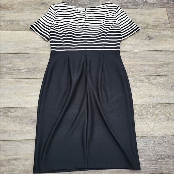 Jones New York high waisted dress black white striped top, solid bottom - size 4 - Picture 5 of 11